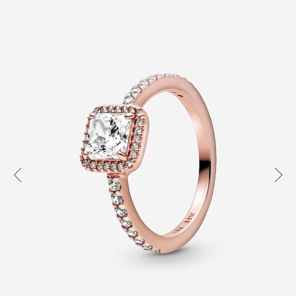 Pandora Square Sparkle Halo Ring rose gold plating size 5